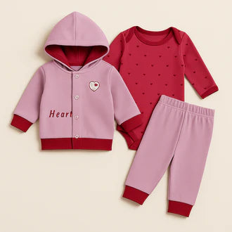 Baby 3pcs Hooded Suit Set Pink