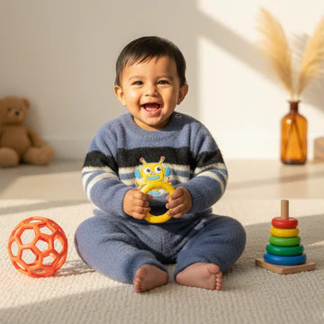 Baby Woolen Pajama Set-Robot Blue